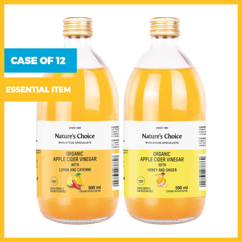 Case of 12 x 500ml Organic Apple Cider Vinegar (Available in 2 Flavours)