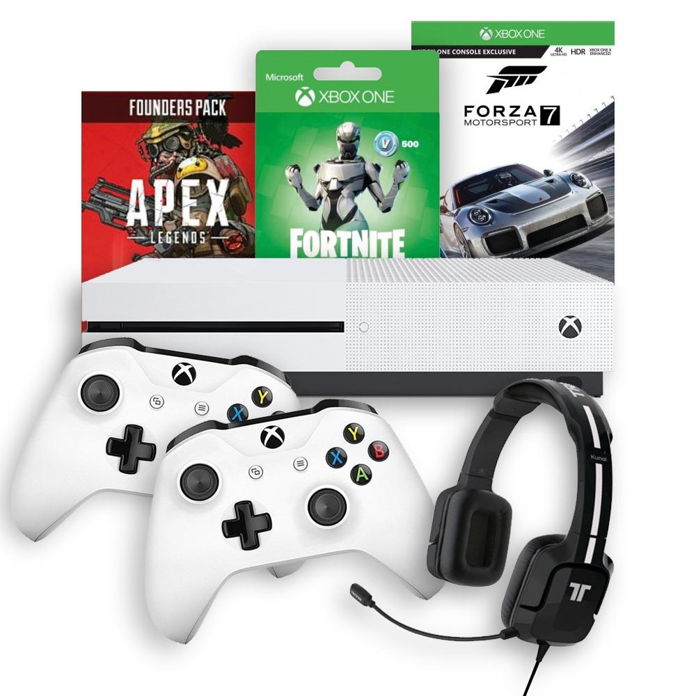 One S 1TB Console Bundle (Wireless Controller x 2, Kunai Headset, Forza 7 Game, Fortnite DLC & Apex Founder Pack DLC)