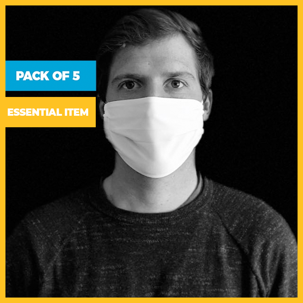 Pack of 5 Washable 2-Ply Durable Water Repellent Fabric Face Masks