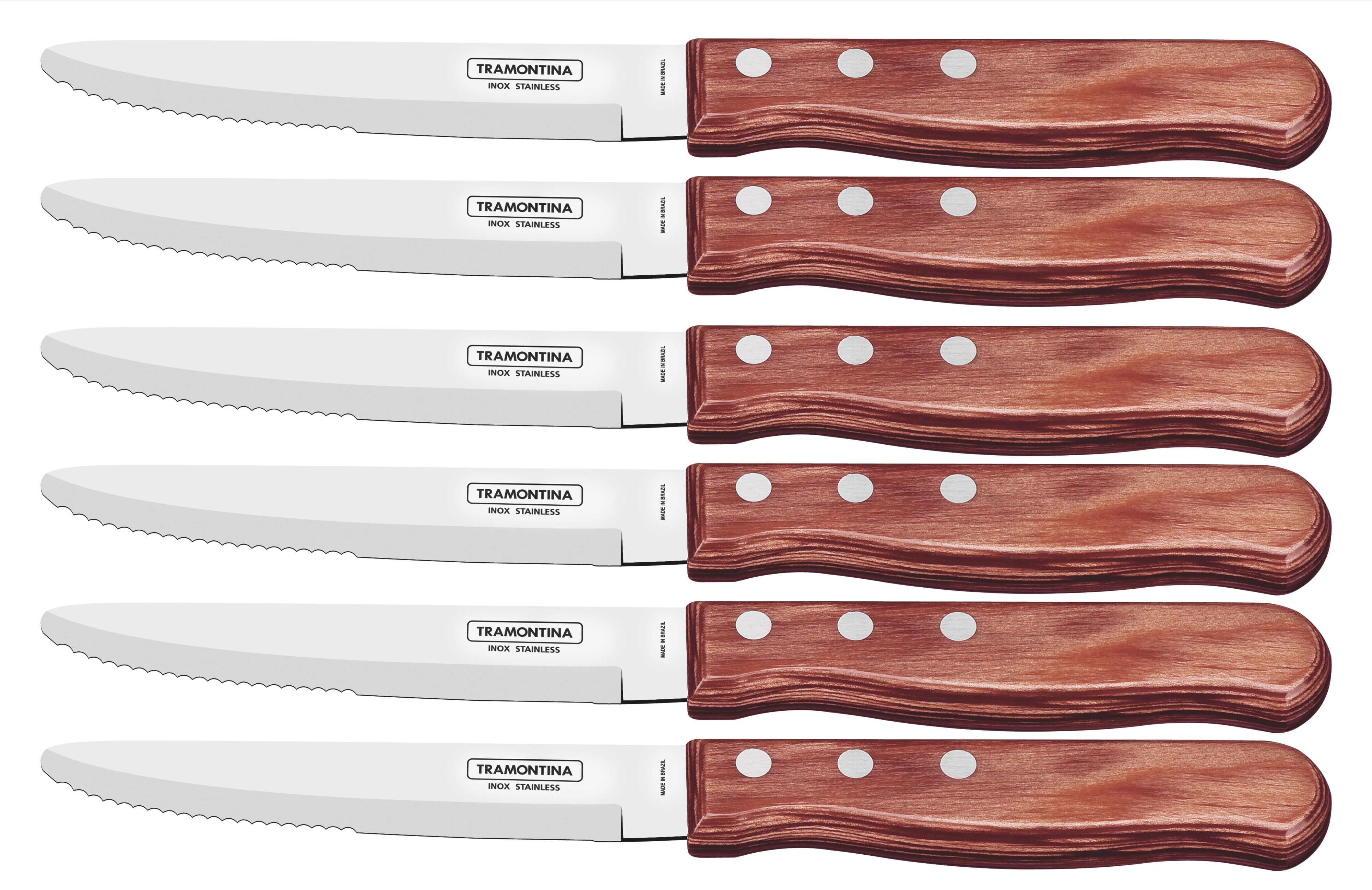 Pack of 6 Round Tip Dishwasher Safe Jumbo Steak Knives (13cm Blades)