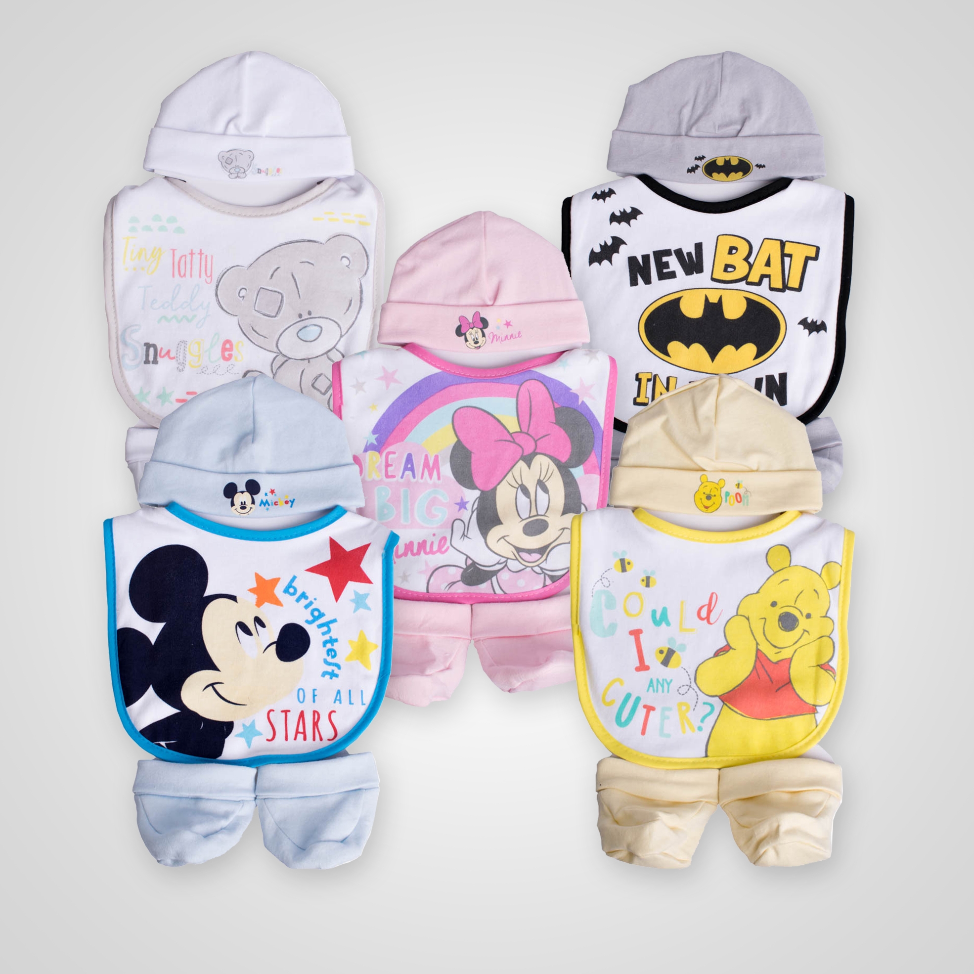Pack of 2 Newborn Sets (Includes Beanie, Bib & Booties)