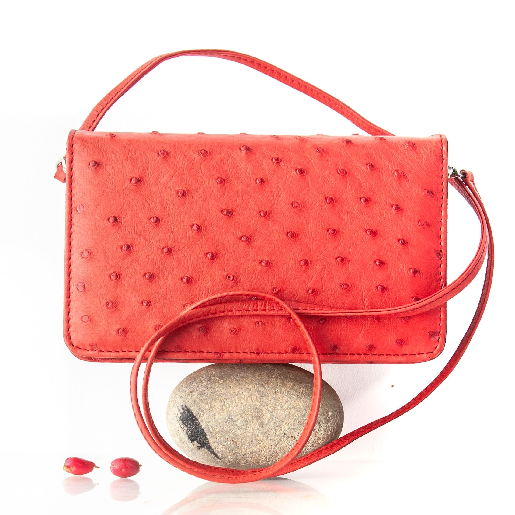 Genuine Ostrich Leather Ladies' Ellie Handbag (Available in Multiple Colours)