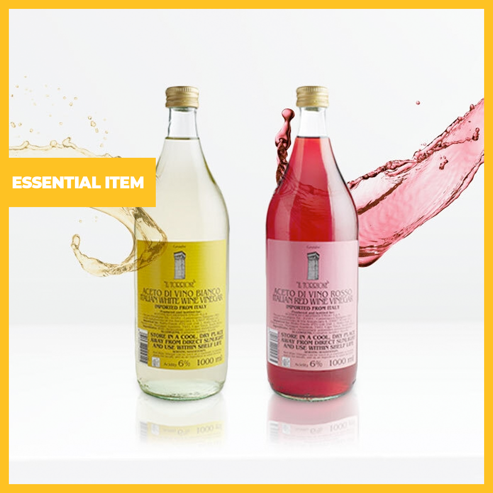 Pack of 12, 1L Red or White Wine Vinegar
