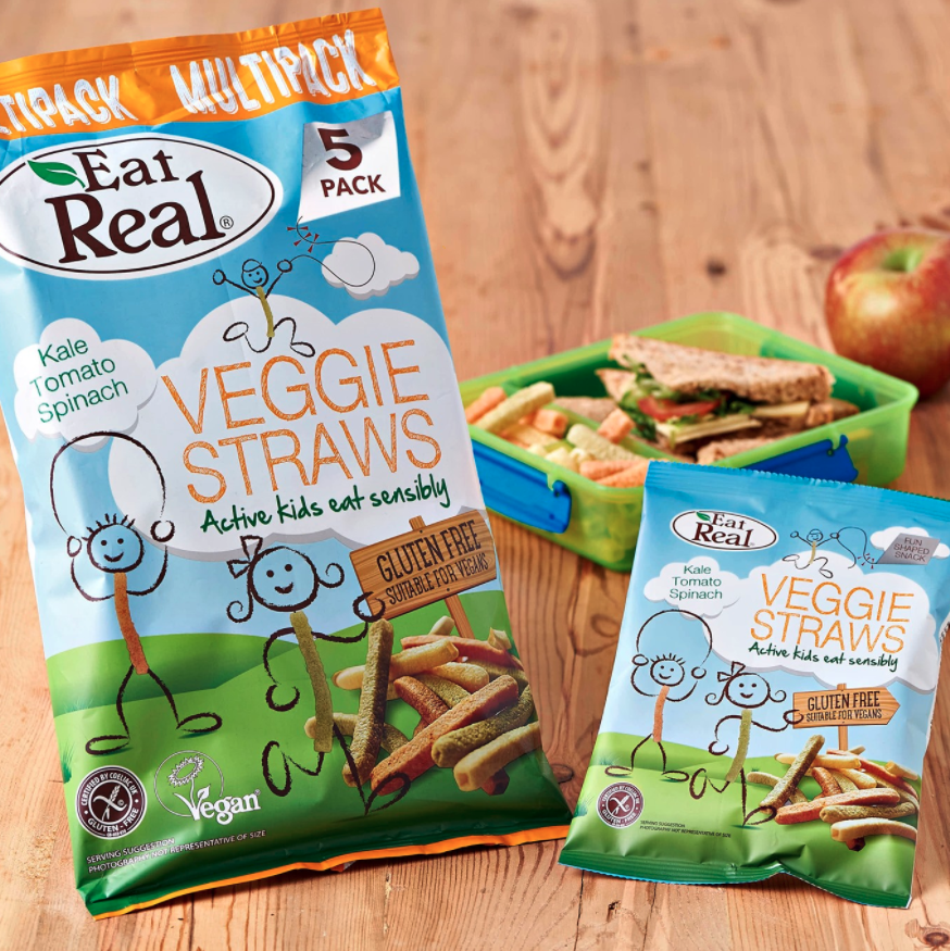 Pack of 8, 100g Kids Gluten-free Veggie Straws Multipacks (40 Packets in Total)