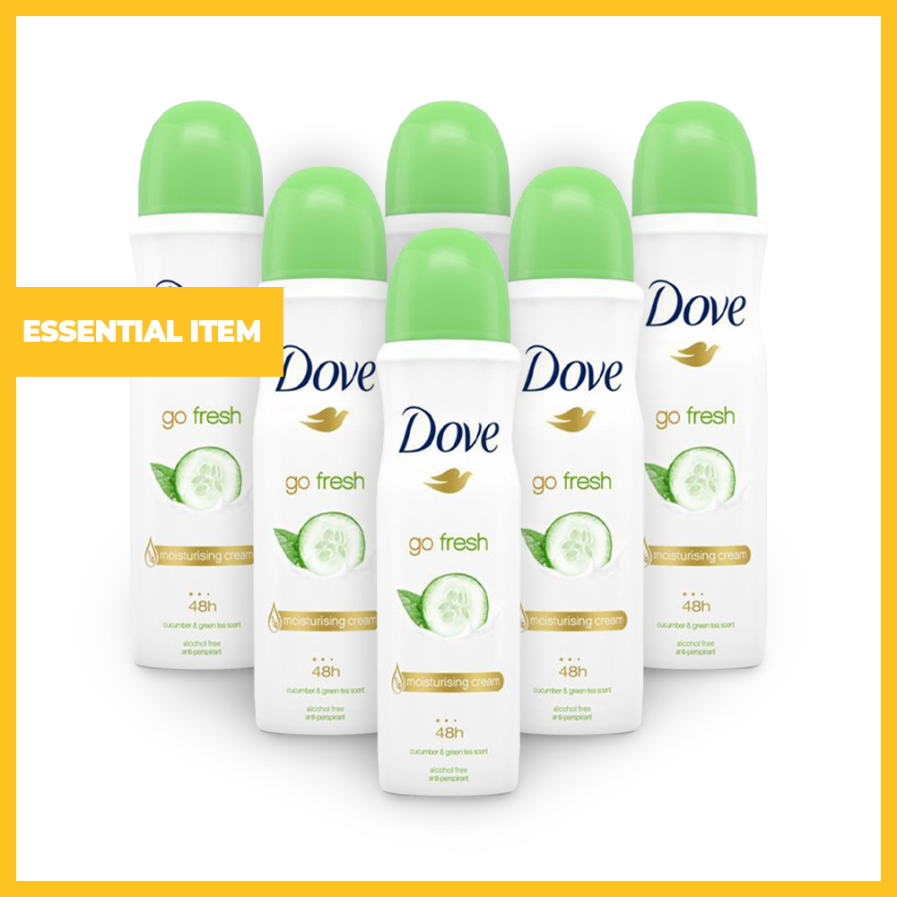 Pack of 6 Womens Go Fresh Cucumber & Green Tea Anti-Perspirant Deodorant Spray