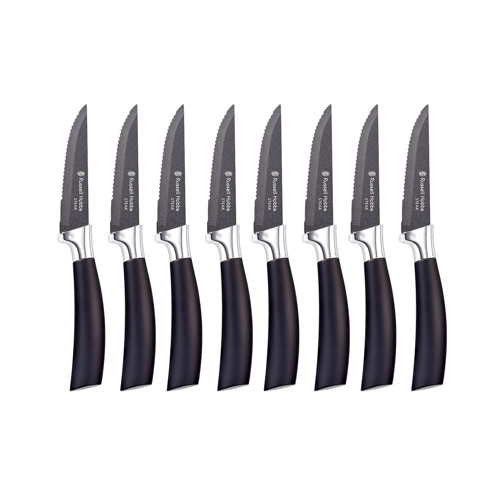 Set of 8 Non-Stick Steak Knives with Soft Touch Handles