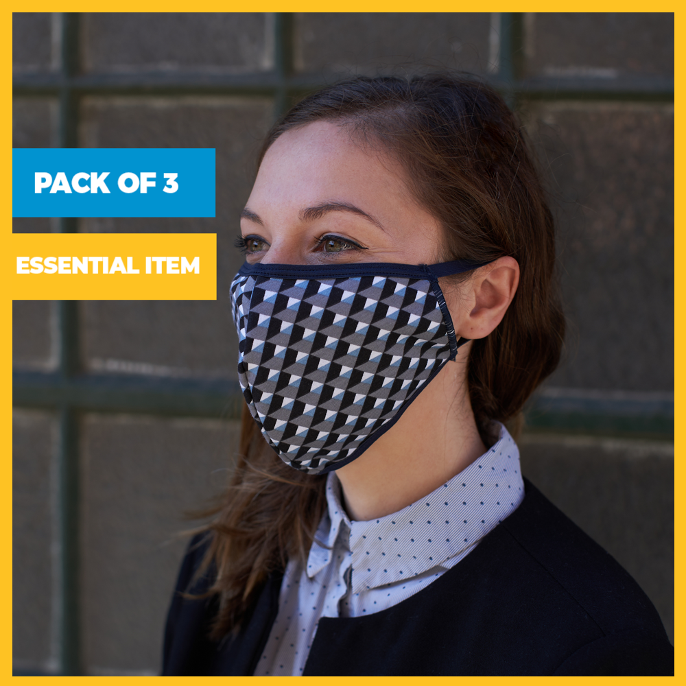 Pack of 3, 3-Layer Assorted Fabric Masks