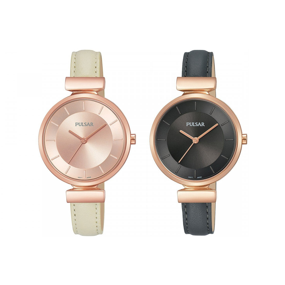 Ladies Stainless Steel Leather Strap Watch (Multiple Options Available)