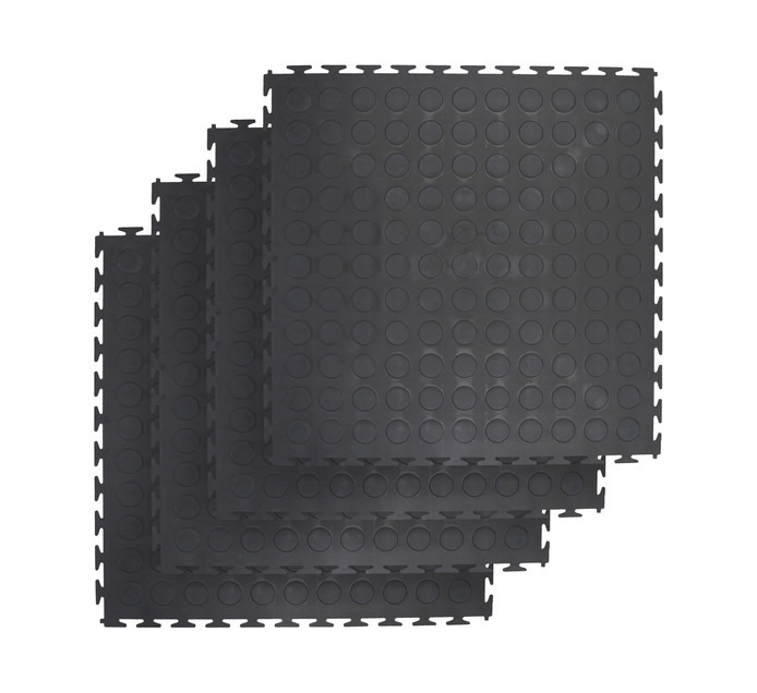 Pack of 4 Interlocking PVC Rubber Tiles (50cm x 50cm each)