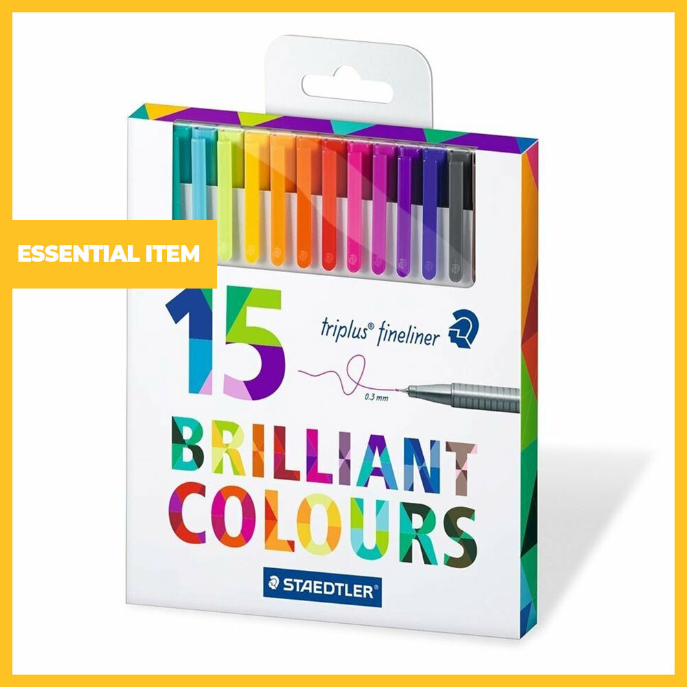 15 Brilliant Colours Triplus Fineliner Pens