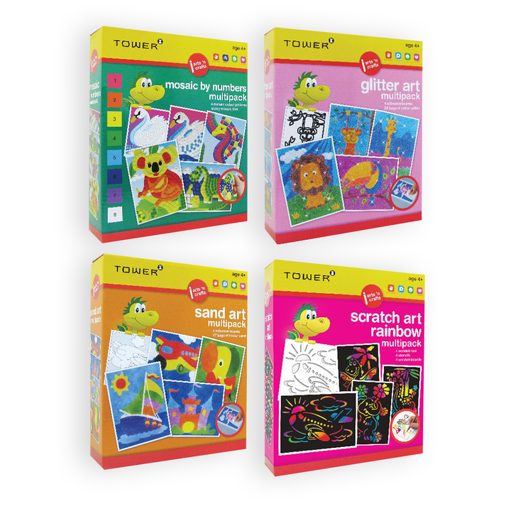 Pack of 4 Sand, Glitter, Mosaic and Scratch Art Bundle