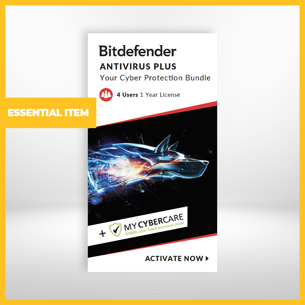 1 Year Anti-Virus 4-User 2020 + MyCybercare R5000 Cyber Fraud Insurance