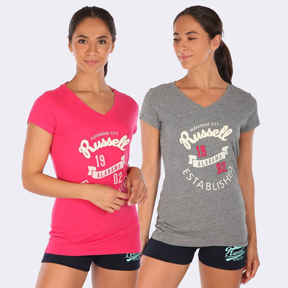 Ladies V-Neck Short Sleeved T-Shirt With Alabama Print