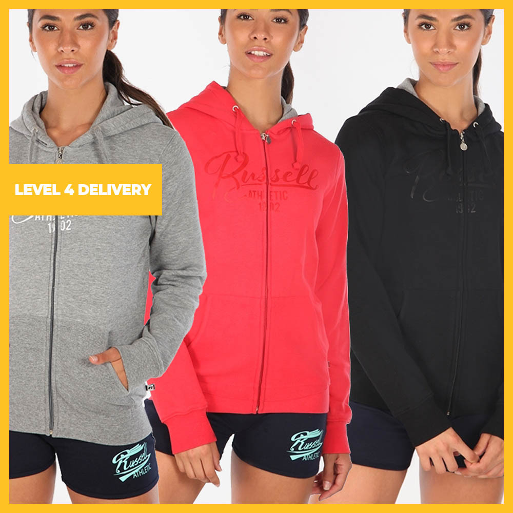 Ladies Zip Through Hoodie With Satin Script Logo