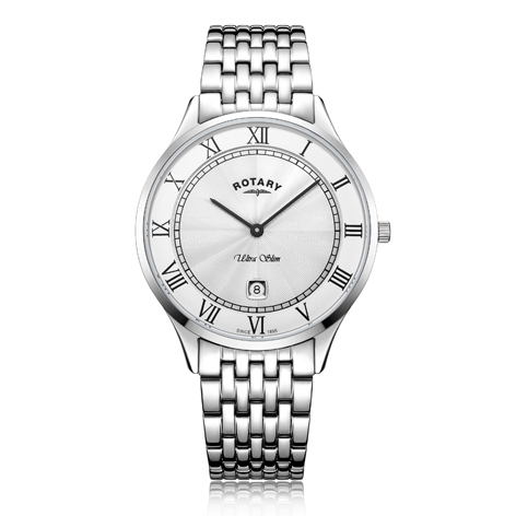 Ultra Slim SS Round White Dial Wristwatch