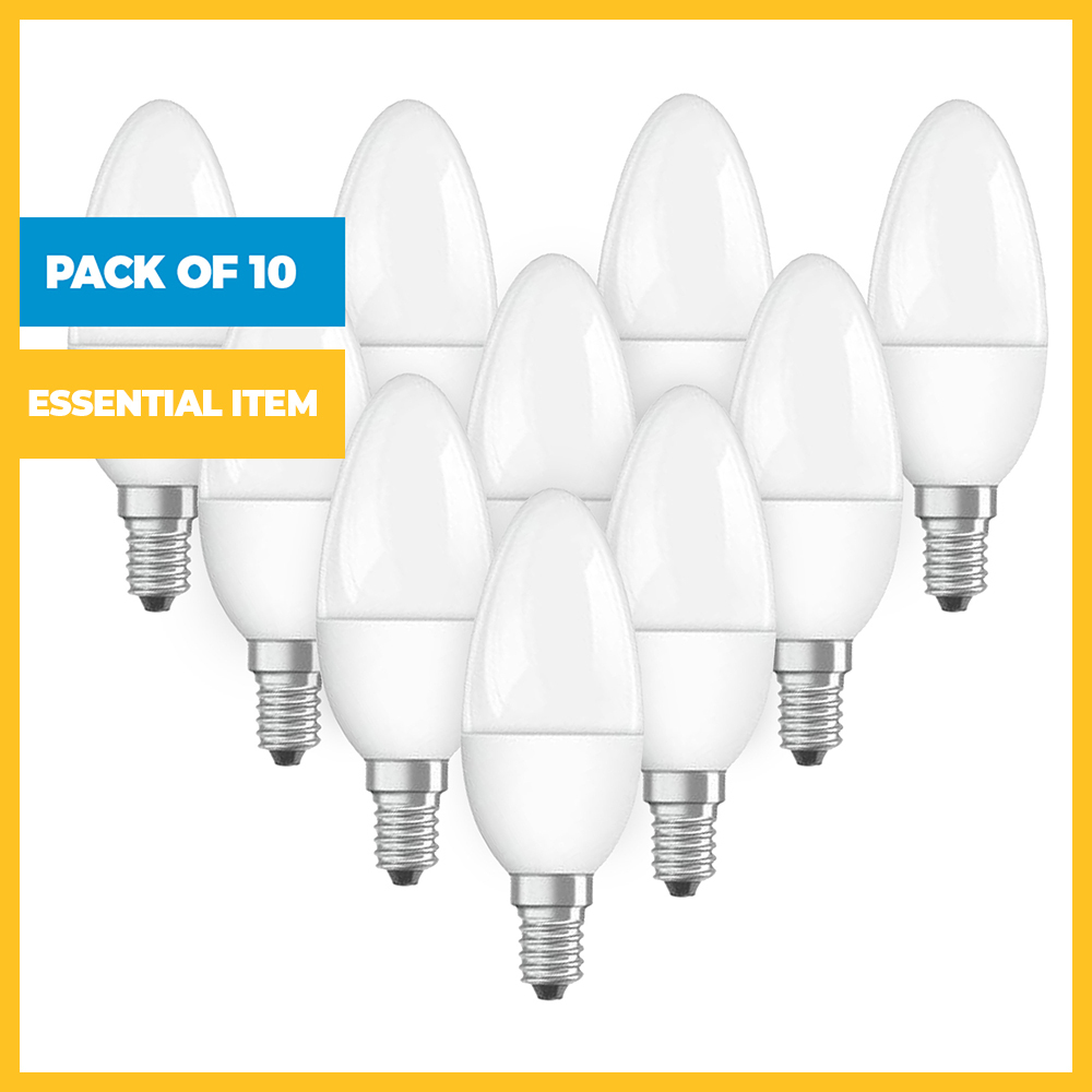 Pack of 10 Mini-Candle Warm White or Daylight Light Bulbs