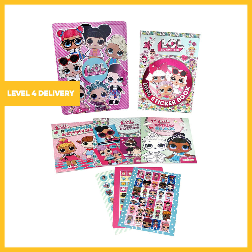 Giant Activity Tin With Four "Little Outrageous Little Surprise" Books and Stickers