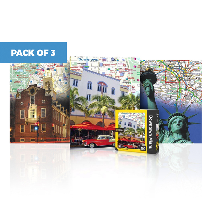 Pack of 3 x 100 Piece National Geographic Puzzles (Multiple Options Available)