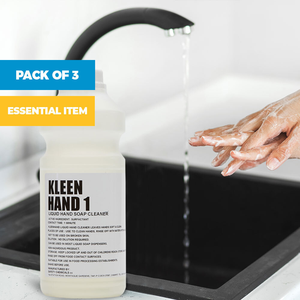 Pack of 3 Kleen Hand 1 SABS 1828 Approved Hand Wash (1L Each)
