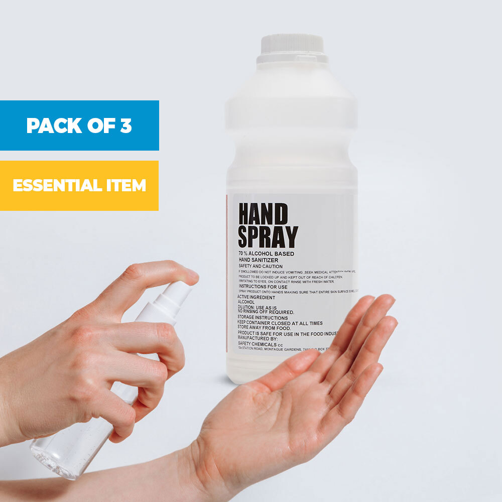 Pack of 3 SABS Approved 70% Alcohol Hand and Surface Sanitizers (1L Each)