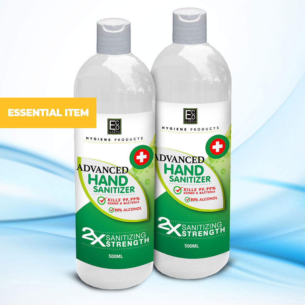 Pack of 2, 500ml Hand Sanitisers 80% Alcohol 