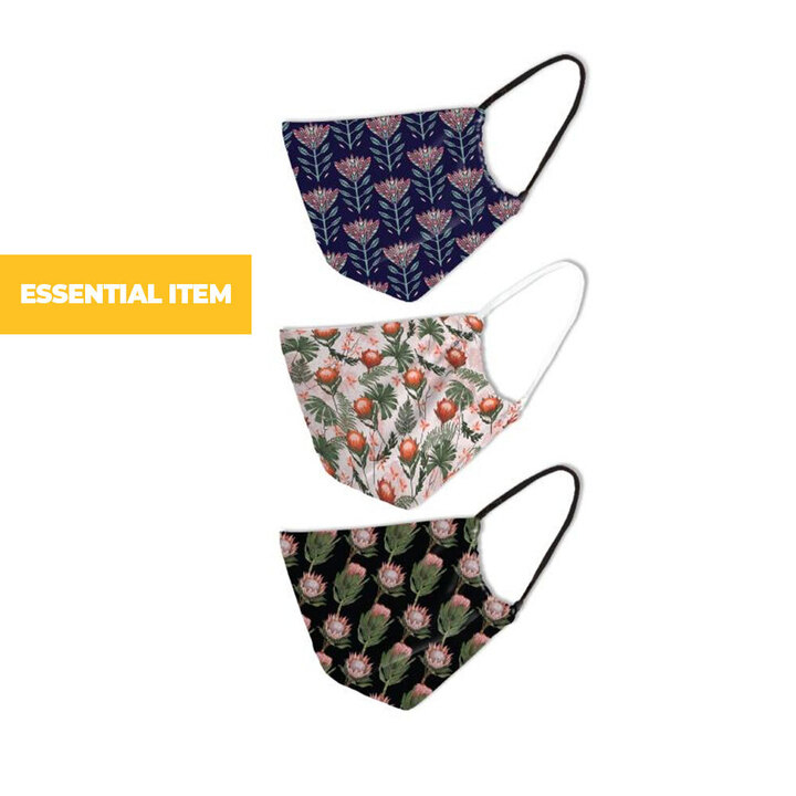 Pack of 3 Printed 3-Ply Fabric Face Masks