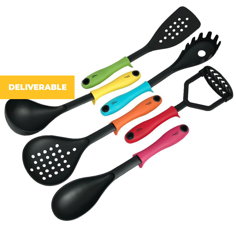 Advanced Colourful Cooking Utensil Set with Stand