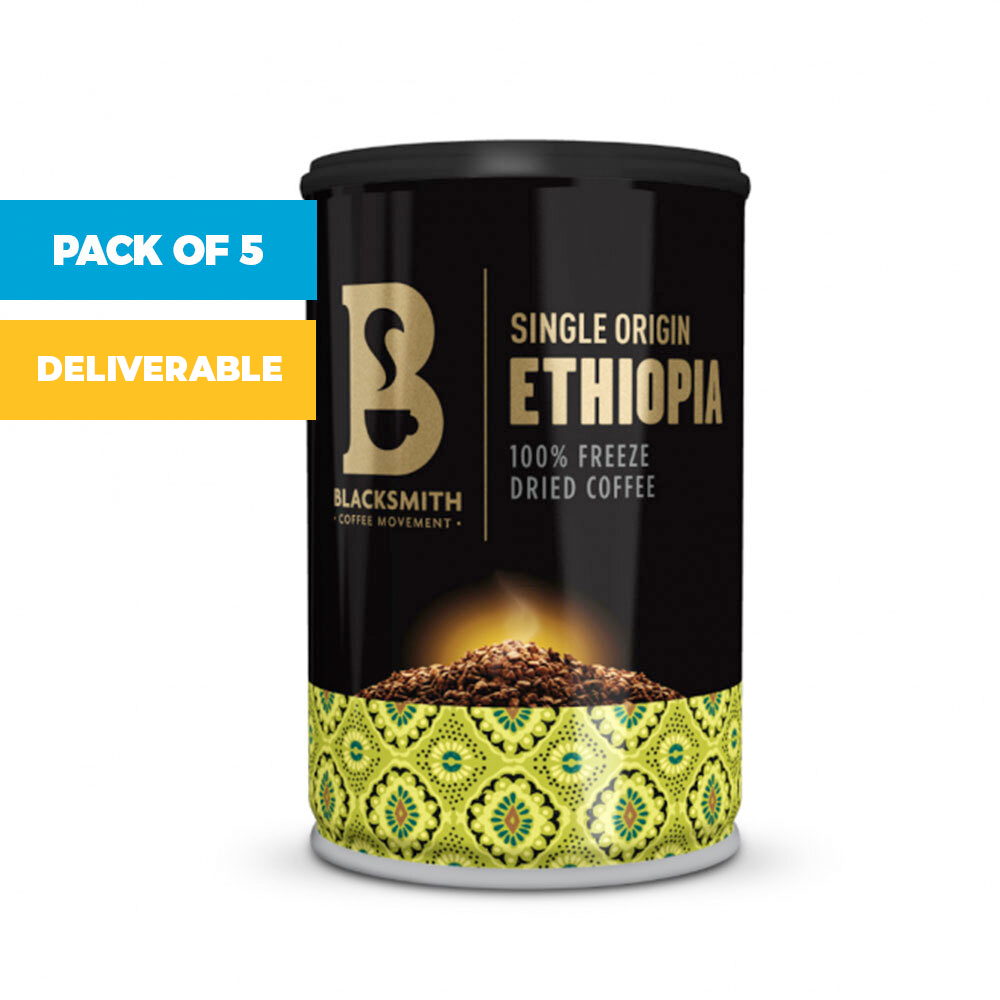Pack of 5 Single Origin Ethiopian Freeze Dried Instant Coffee (5 x 100g)
