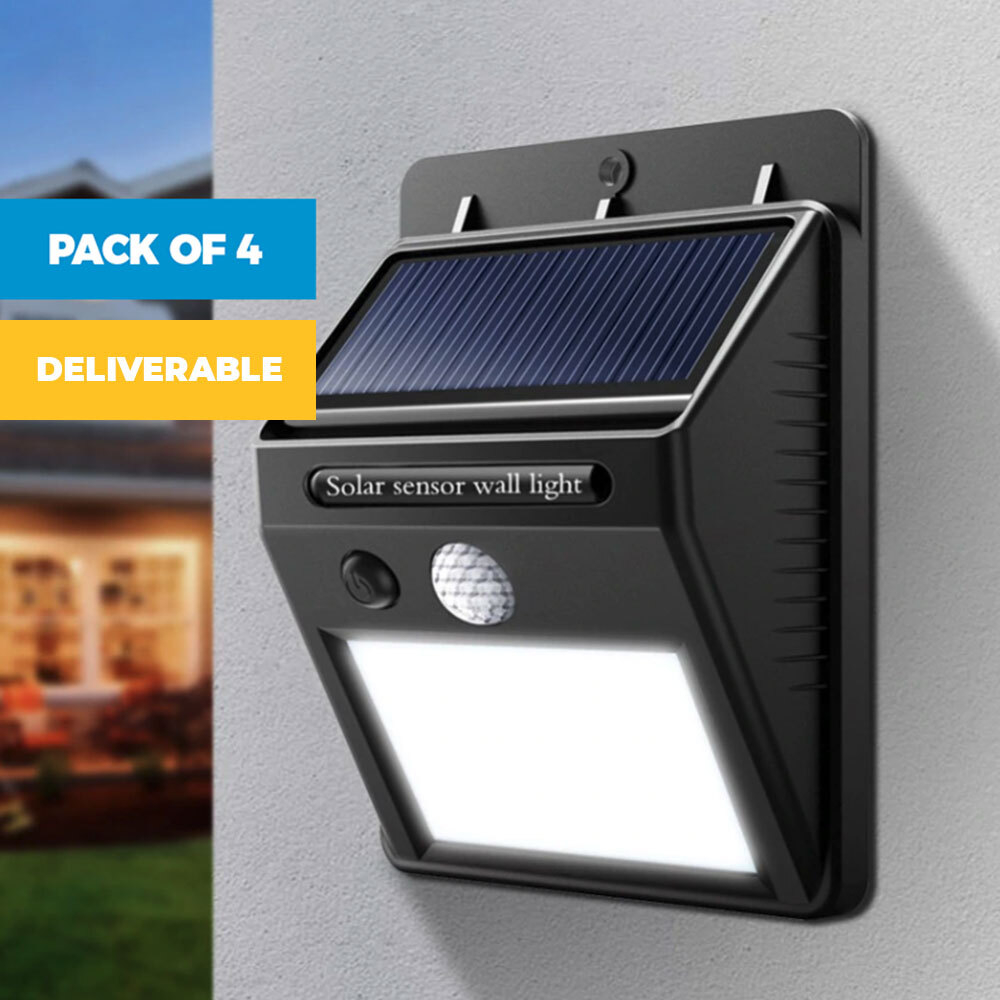 Pack of 4 Waterproof Motion Detecting PIR Solar Powered LED Wall Lights