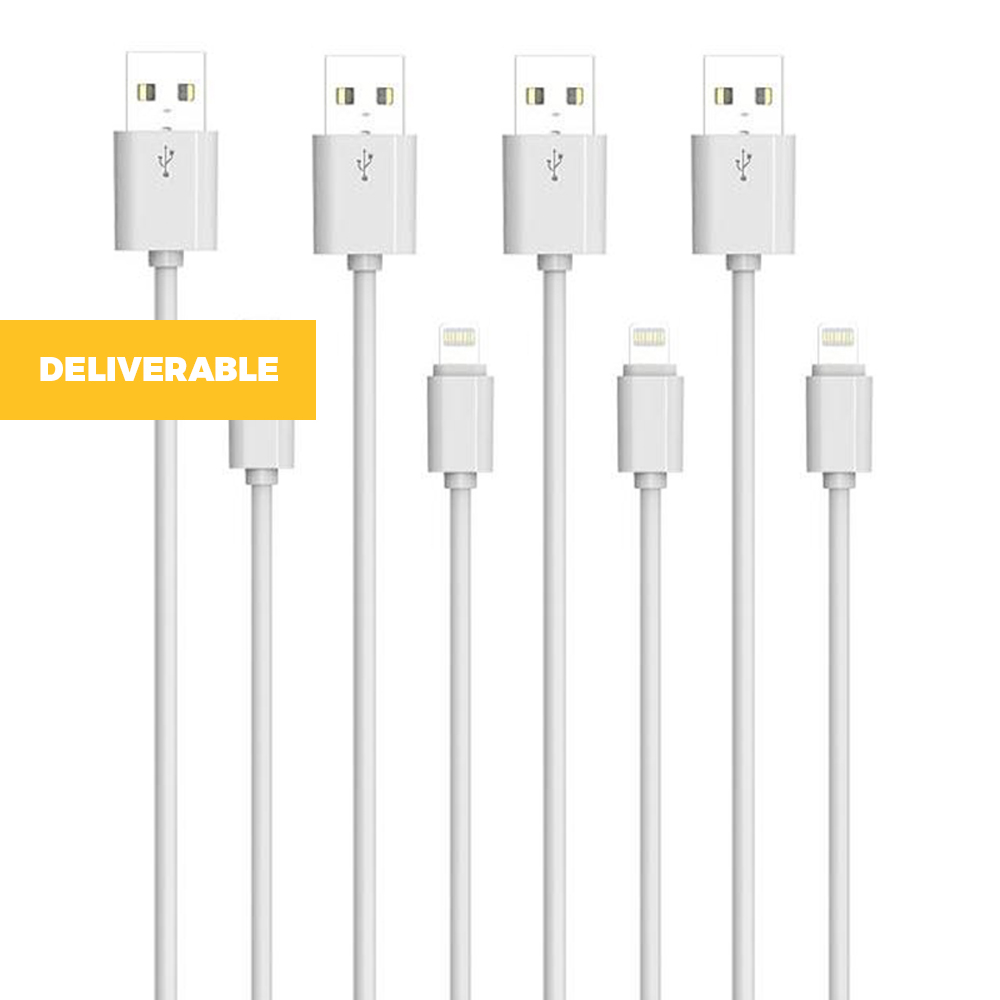 Pack of 4 2.1A Fast Charging USB Lightning Cables (R25.80 Per Cable)
