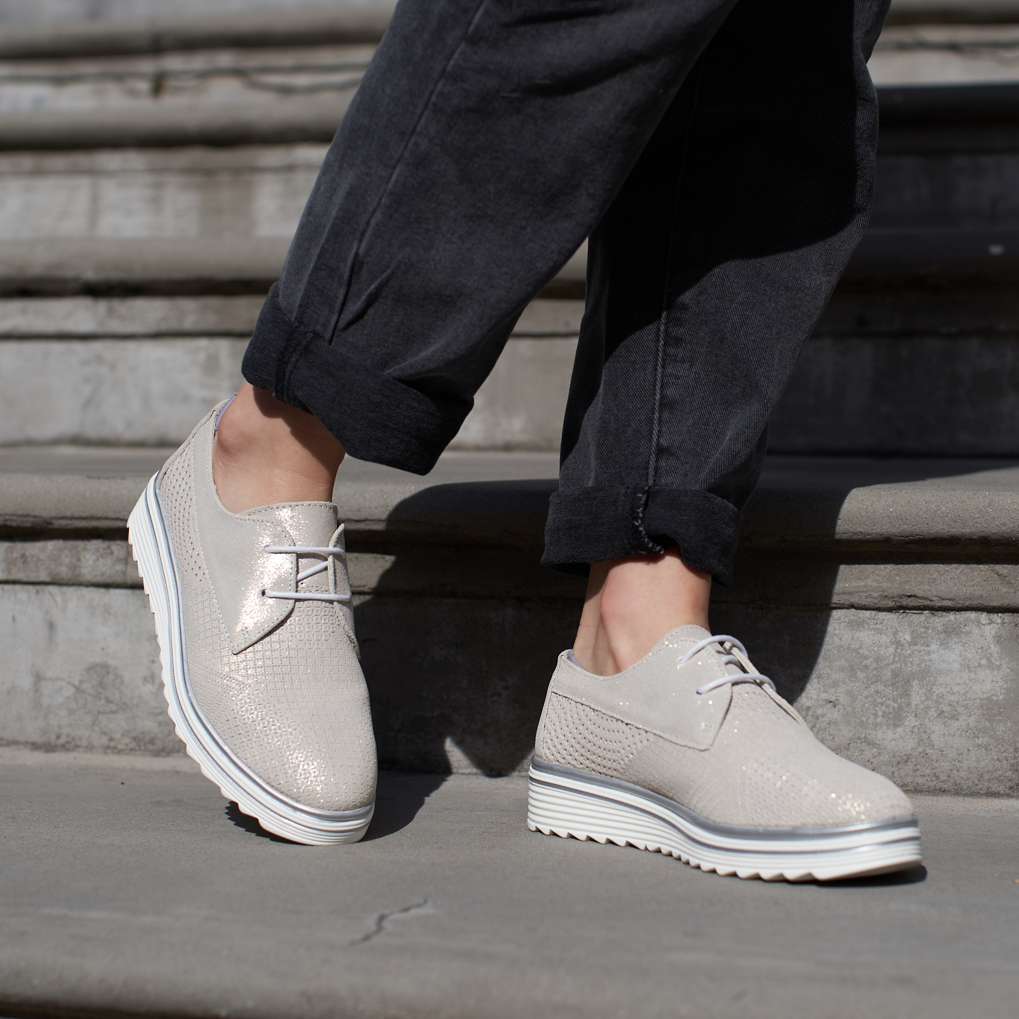 Leather Platform Lace up Brogues