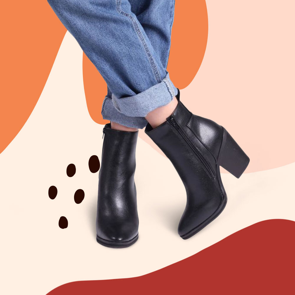 Ladies Rotate Block Heel Ankle Boots