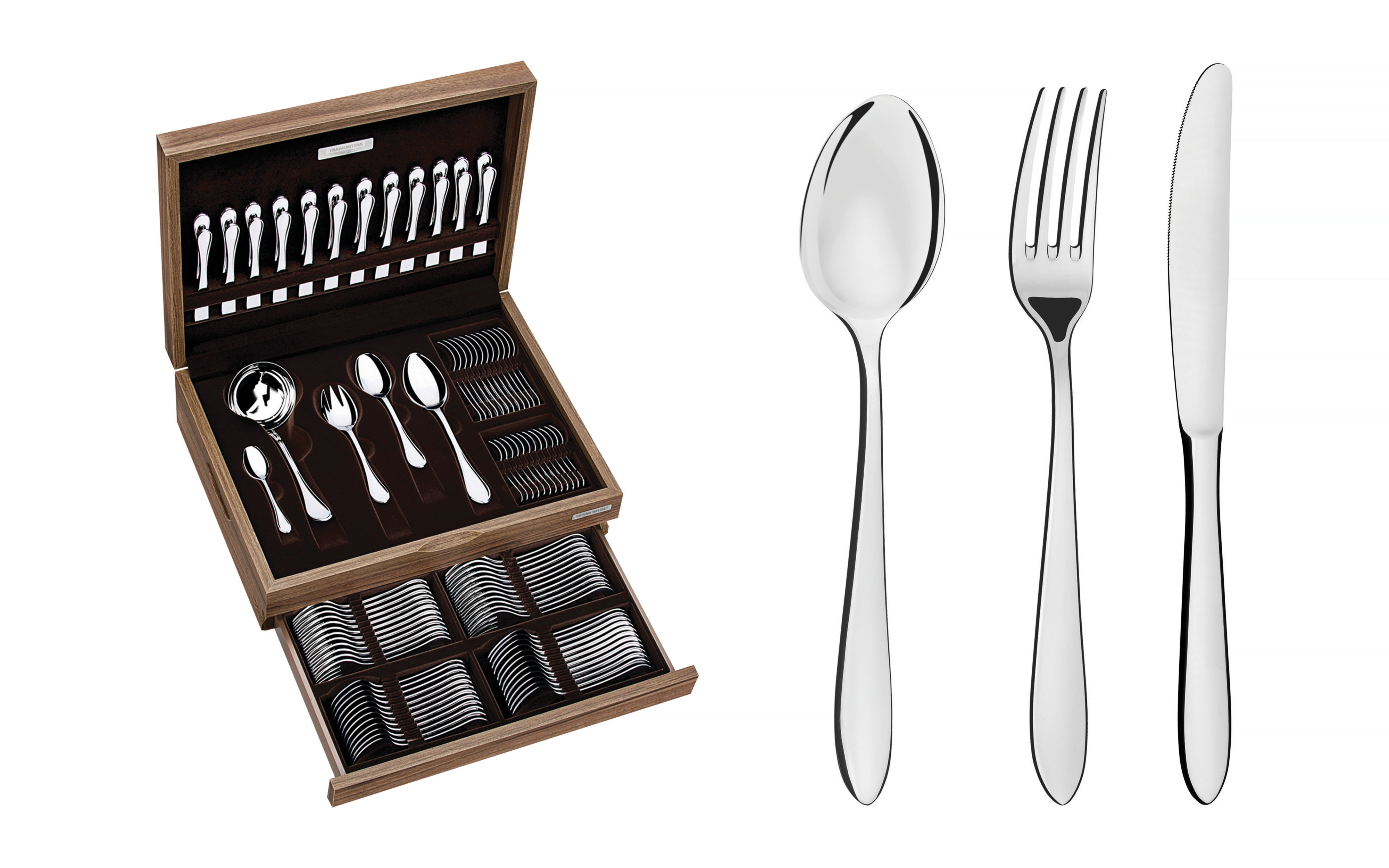 112-Piece Stainless Steel Cutlery Set with Wooden Chest