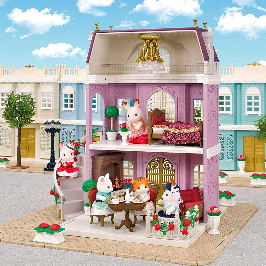 Elegant Town Manor & Floral Cat Family Set