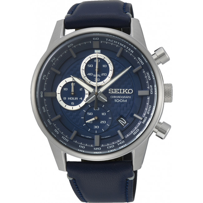 Gents Chronograph Blue Leather Strap Watch