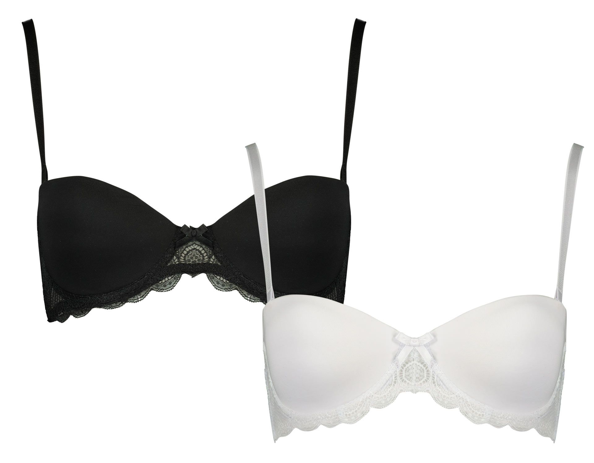 Pack of 2 Lace Trim Classic Multi-Way Bras (Black & White)