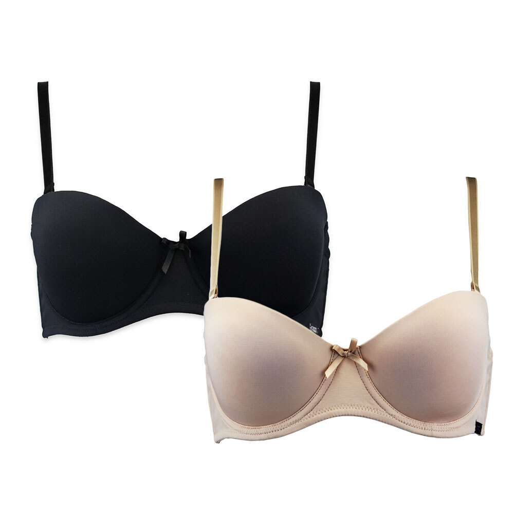 Pack of 2 Classic Multi-Way Bras (Black & Nude)