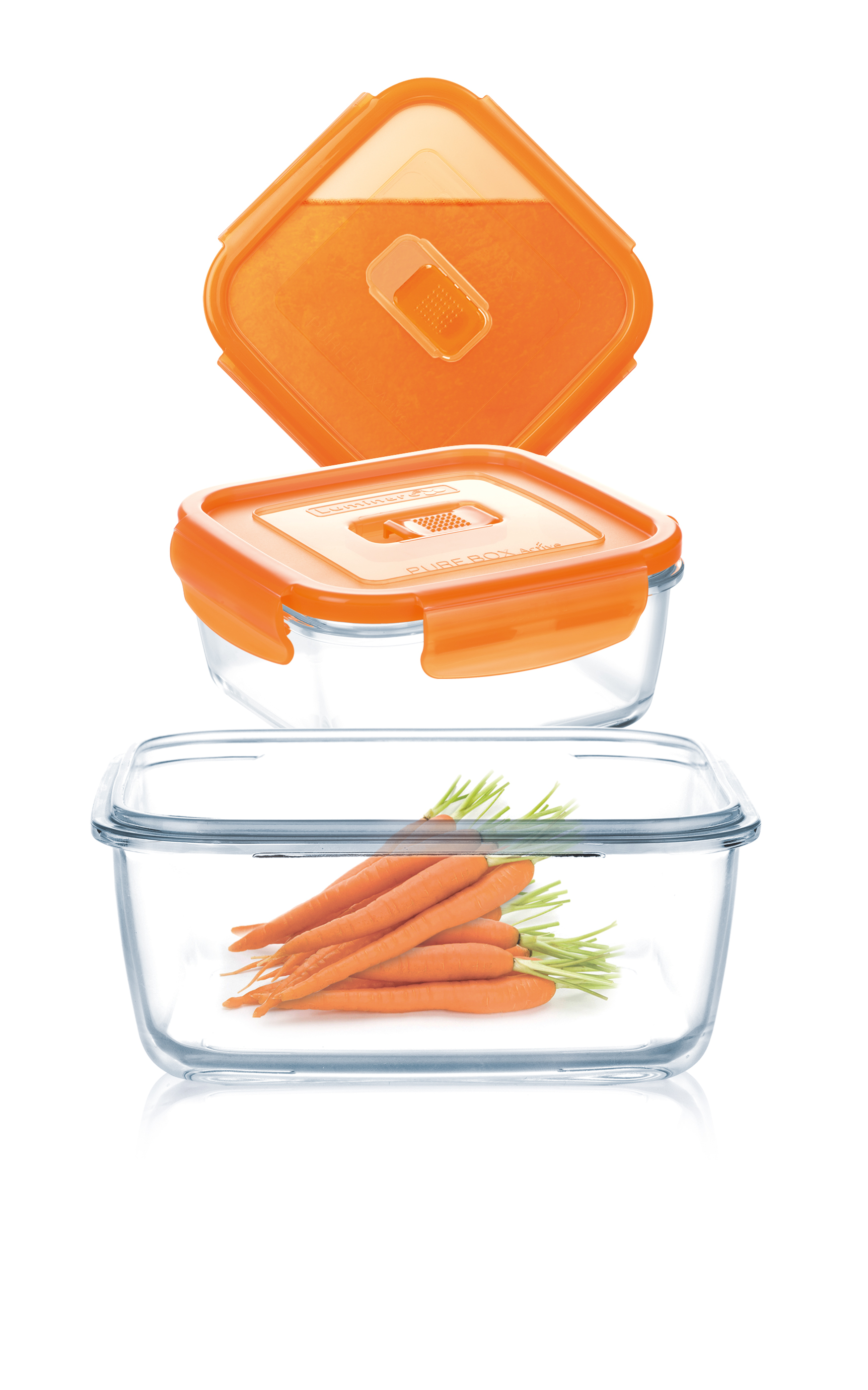 Pack of 3 x Pure Box Active Square Container (380ml/1.22L)