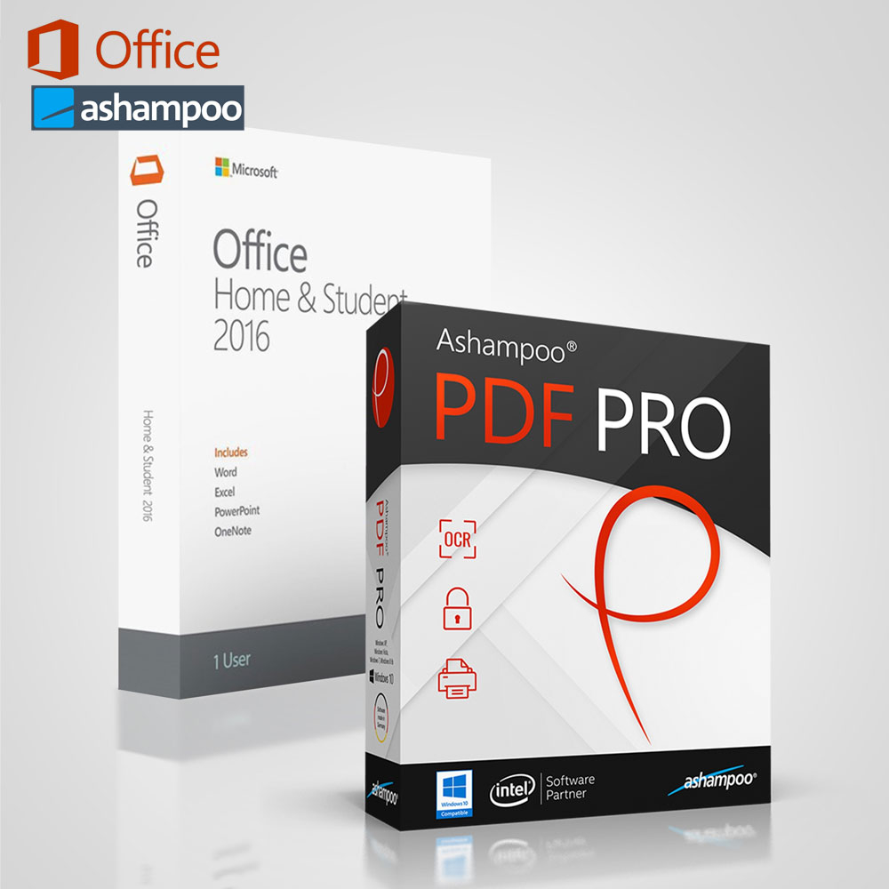 Microsoft Office 2016 Home & Student for Windows + Ashampoo PDF Pro (Voucher Redemption)