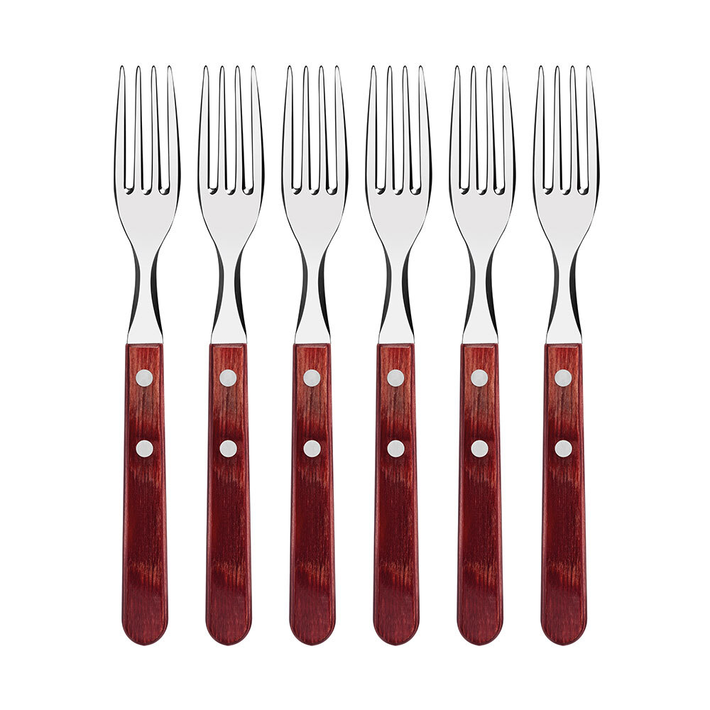 Set of 6 Dishwasher Safe Wooden Handle Forks