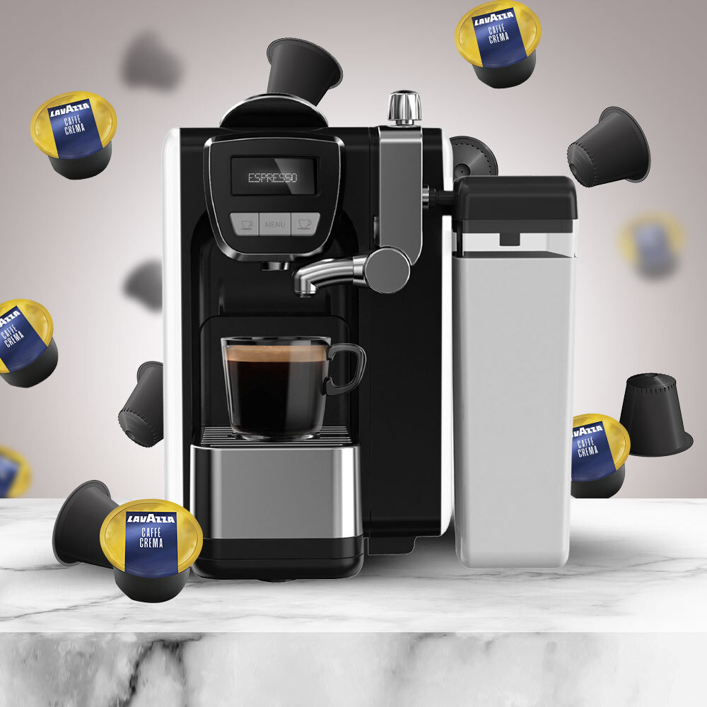 Lavazza BLUE Compatible Fresh Milk Espresso Capsule Machine with 100 Capsules