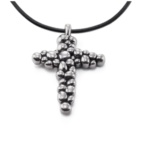 Pebbled Cross Pewter Pendant