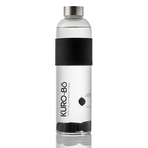 100% Eco-Friendly Reusable 1L Glass Bottle with Activated Charcoal Natural Filter Koins
