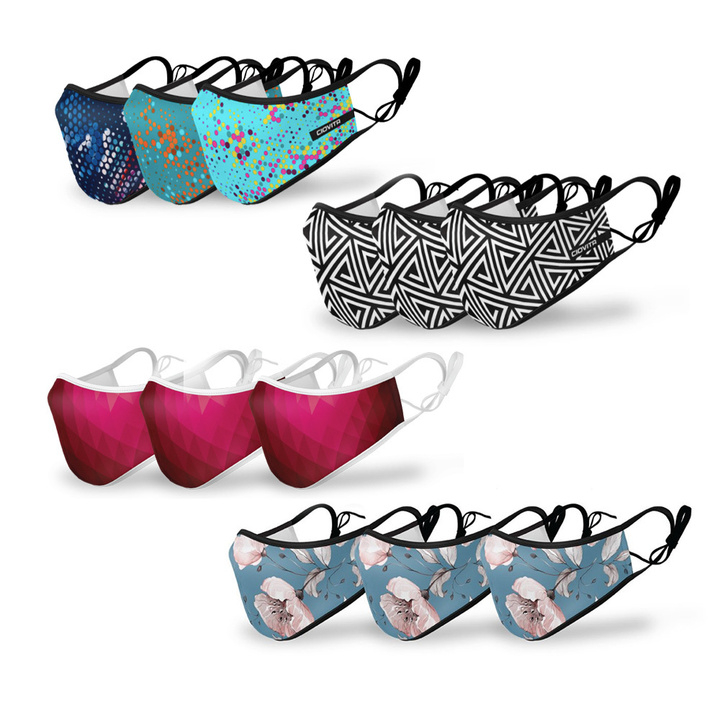 Pack of 3 Premium 4-Layer Fabric Face Mask including Reusable Filters