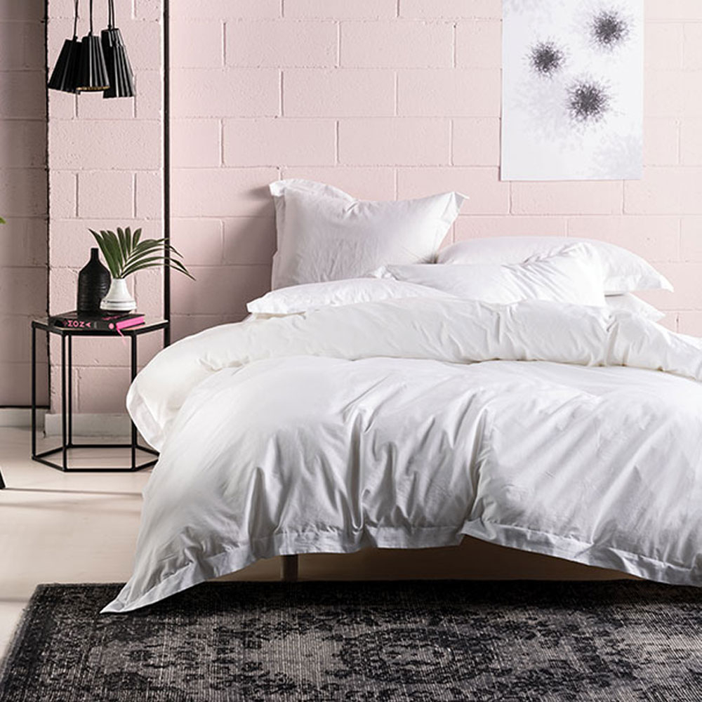400TC White Bamboo Cotton Double Duvet Cover Set