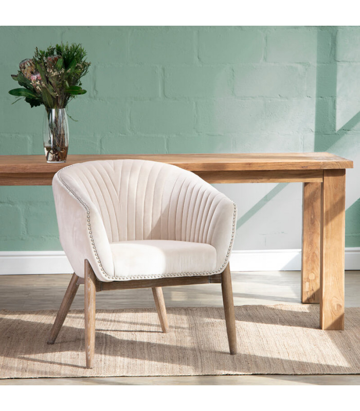 Luxury Dining Chair in Vanilla Velvet