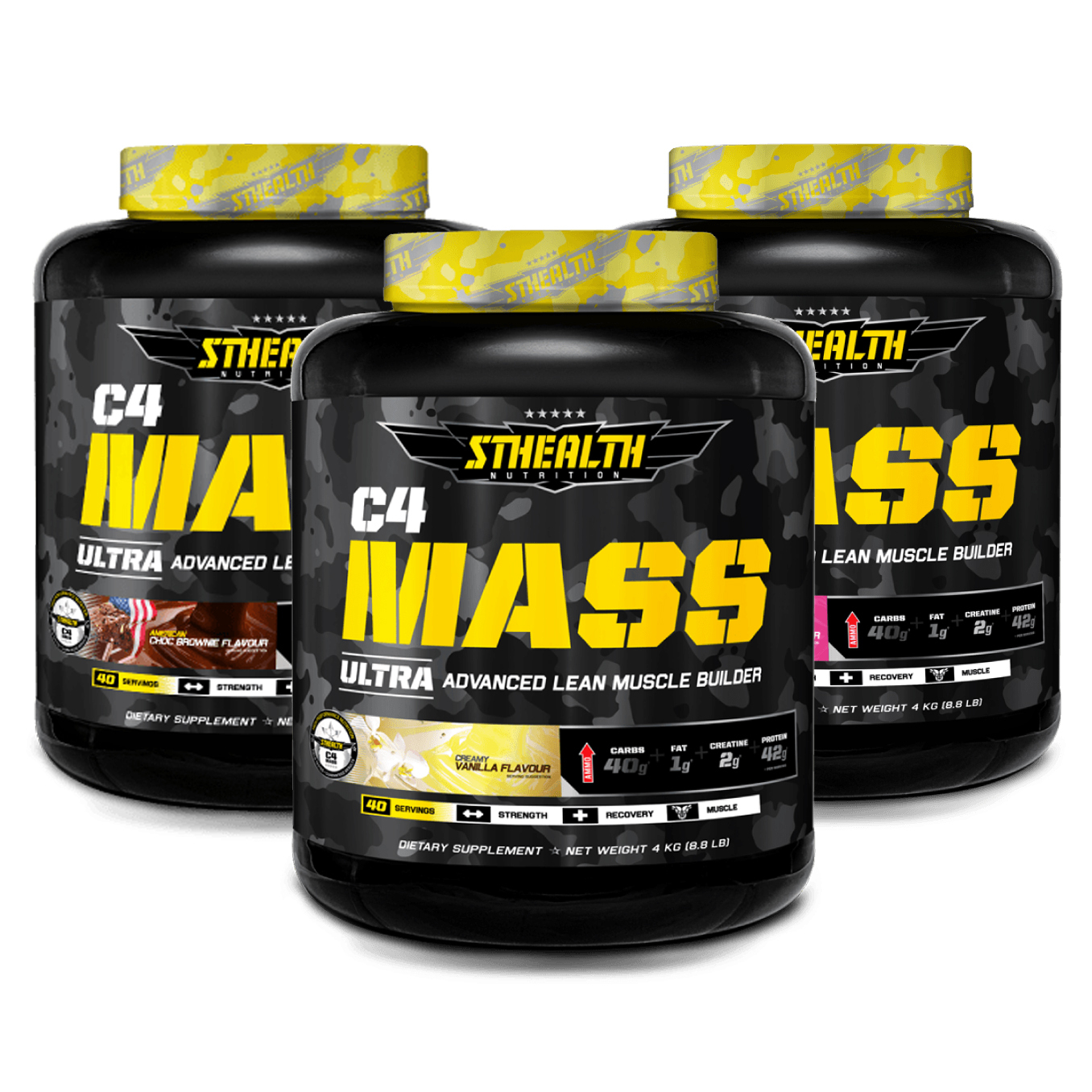 Lean Muscle Mass Builder 4kg (40 Servings) in Vanilla, Choc or Strawberry Flavour