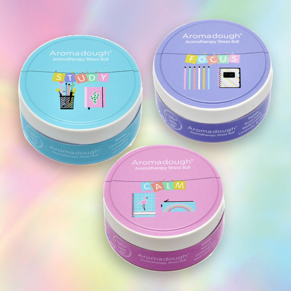 Set of 3, 65g Student Study Aromatherapy Stress Ball Playdough Tubs