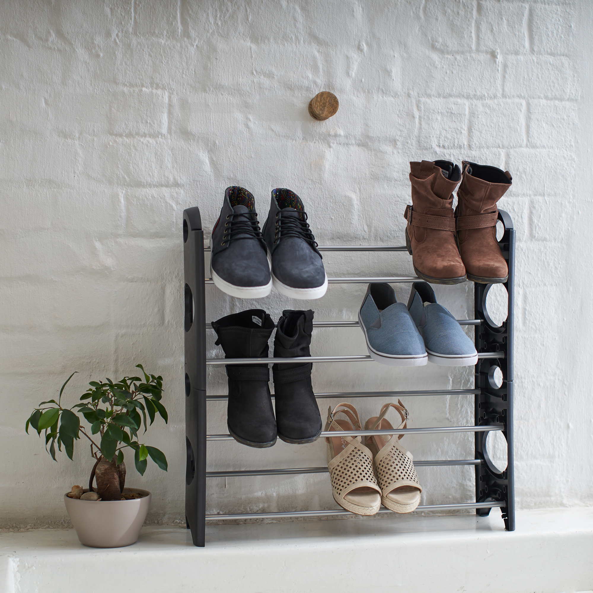 Pack of 2 - 4 Tier Stackable Shoe Racks