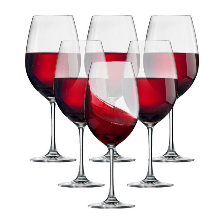 Set of 6 Crystal Bordeaux or Burgundy Wine Glasses (506ml, 633ml or 783ml)